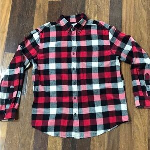 Men's Red and Black Plaid Flannel Shirt